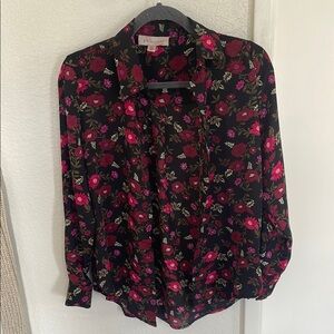 Floral Black and Red Women's Top